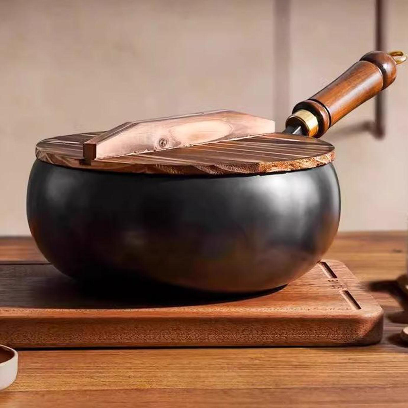 Wok chinês não revestido, tamp - Camping Cooking Cast Iron avaliação e preço