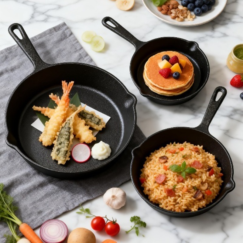 Conjunto de 3 frigideiras de f - Camping Cooking Without Gas avaliação e preço